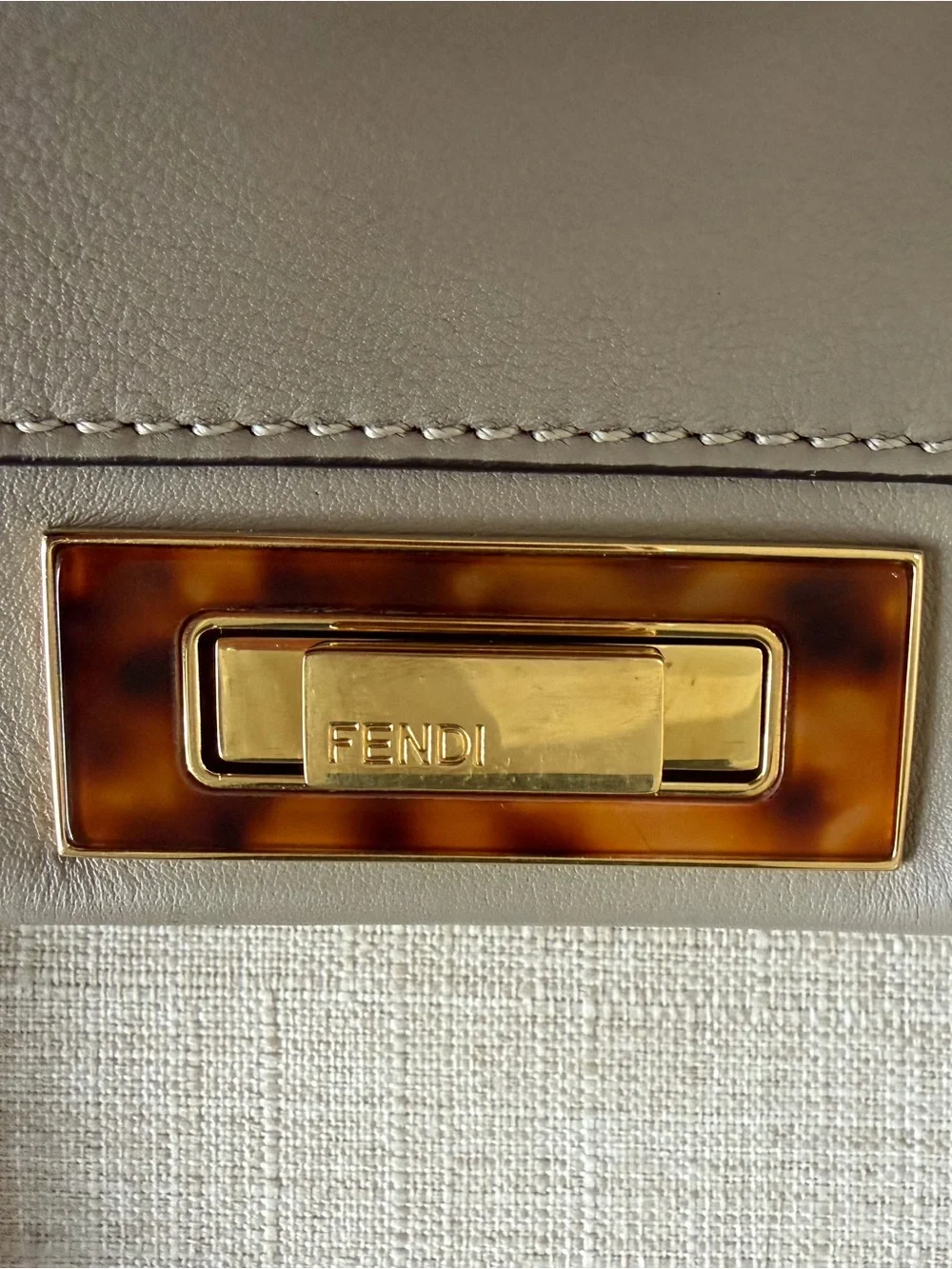 Fendi Classic Dove Gray Medium Peekaboo Top-Handle/crossbody Bag